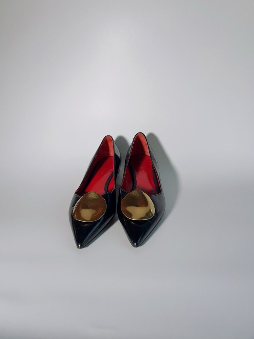 Tory Burch Penelope Pointed Toe Leather Flats Black Gold Size 6.5 - Picture 10 of 13